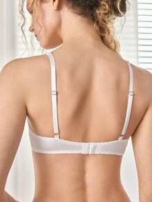 Ocili Lullawish Women's Lingerie, Solid Color Romantic Lace Patchwork Wireless Bra - White - View 3