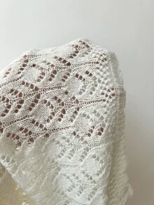 Elamini Button Front Pointelle Knit Sweater Romper Date White Autumn Cute - White - View 8