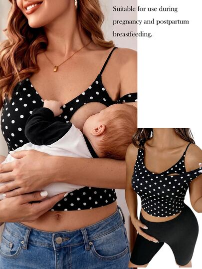 SHEIN Top de lactancia informal con estampado de lunares, para verano