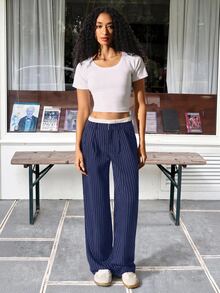 SHEIN EZwear 女士西裝褲 - 藏蓝色 - 查看 5