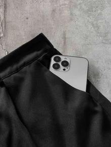 AXEPEAK Men's Minimalist Button Long Sleeve Shirt And Pocket Pants Set - Black and White - View 9