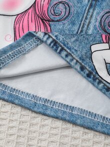 SHEIN Genkimix Kids 少女可愛卡通獨角獸印花裙，夏季 - 彩色 - 查看 5