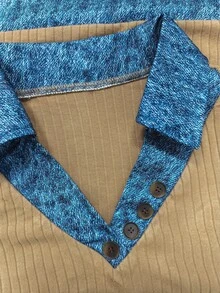 Trelyra Atasan Lengan Pendek Motif Denim Kasual Wanita, Cocok untuk Perjalanan Sehari-hari, Musim Panas - MultiWarna - View 7