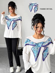 Elenzga Plus Size Women Tops Fall - White - View 8