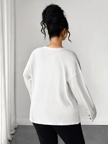 Elenzga Plus Size Women Tops Fall - White - View 2
