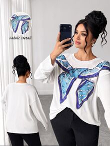 Elenzga Plus Size Women Tops Fall - White - View 4