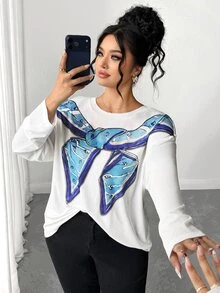 Elenzga Plus Size Women Tops Fall - White - View 7
