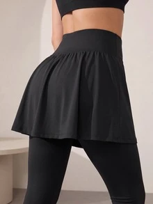 Easithlete Wideband Waist 2 In 1 Sports Essential Low Waisted Pants Pilates Gym Black Summer - Black - View 1