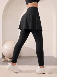Easithlete Wideband Waist 2 In 1 Sports Essential Low Waisted Pants Pilates Gym Black Summer - Black - View 4