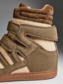 Denimoi #EverydayLift Women's 1" Hidden Wedge Hook-And-Loop Closure Contrast Suede Taupe High-Top Sneakers – Luxury-Inspired Comfortable & Everyday Chic - Taupe - View 2