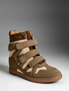 Denimoi #EverydayLift Women's 1" Hidden Wedge Hook-And-Loop Closure Contrast Suede Taupe High-Top Sneakers – Luxury-Inspired Comfortable & Everyday Chic - Taupe - View 4