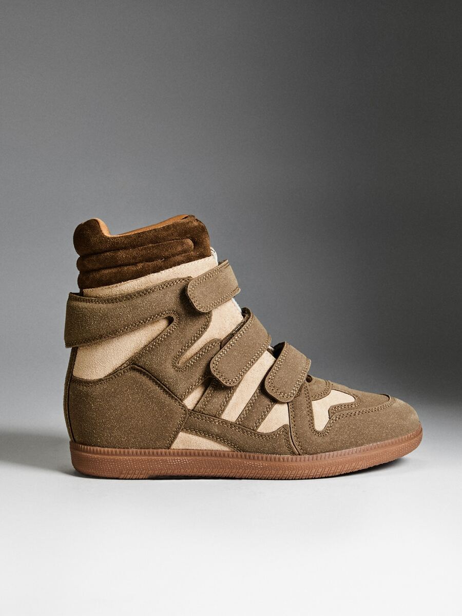 Denimoi #EverydayLift Women's 1" Hidden Wedge Hook-And-Loop Closure Contrast Suede Taupe High-Top Sneakers – Luxury-Inspired Comfortable & Everyday Chic - Taupe - View 1