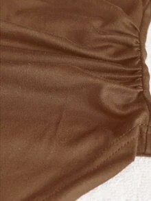 SHEIN 女款金屬鈕扣設計不對稱下擺百褶背心上衣 棕色 夏季 70年代復古優雅 早午餐派對穿搭 - 鏽棕色 - 查看 5
