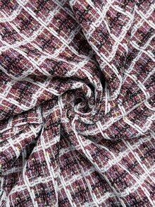 SHEIN LUNE Gaun Terusan Elegan Motif Kotak-kotak Kancing untuk Wanita Ukuran Besar - Merah - View 5