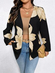 SHEIN Clasi Plus Size Women's Commuter Business Casual Versatile Floral Print Blazer - Multicolor - View 5