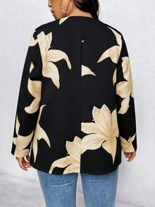 SHEIN Clasi Plus Size Women's Commuter Business Casual Versatile Floral Print Blazer - Multicolor - View 2