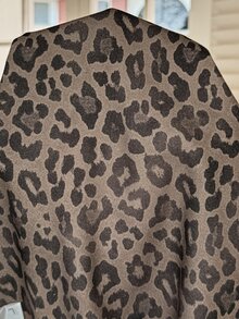 SHEIN Maternity Adjustable Waist Leopard Print Wide Leg Long Pants With Pockets Autumn Photoshoot Gender Reveal Brown Elegant Funny Baggy - Brown - View 7
