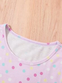 Tween Girl Cute Panda Print Short Sleeve Nightgown - Purple - View 6