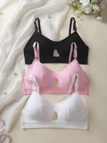 Teen Girls 3-Piece Solid Color All-Season Base Layer Underwear Set With Cups And Cotton - Multicolor - View 5