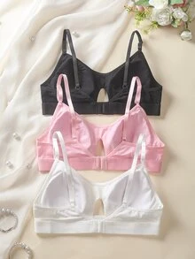 Teen Girls 3-Piece Solid Color All-Season Base Layer Underwear Set With Cups And Cotton - Multicolor - View 2