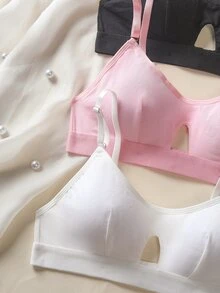 Teen Girls 3-Piece Solid Color All-Season Base Layer Underwear Set With Cups And Cotton - Multicolor - View 3