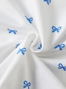 SHEIN 女童 2 件組蝴蝶結印花長袖上衣與喇叭牛仔褲套裝，可愛甜美休閒穿搭，秋季戶外與校園穿著 - 藍色 - 查看 12