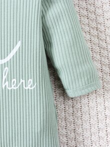 SHEIN 男嬰字母印花長袖秋季上衣 - 綠色 - 查看 5