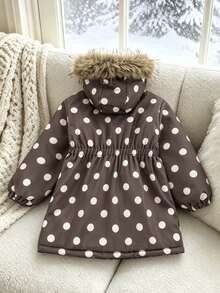 SHEIN Elladie kids Young Girls Winter Coats - Brown - View 3