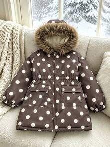 SHEIN Elladie kids Young Girls Winter Coats - Brown - View 6