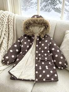 SHEIN Elladie kids Young Girls Winter Coats - Brown - View 4