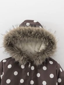SHEIN Elladie kids Young Girls Winter Coats - Brown - View 7