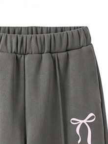 SHEIN Elladie kids 女童新款優雅夾克搭配彈性腰寬腿修身長褲 2件套，秋冬返校穿搭 - 深灰色 - 查看 8
