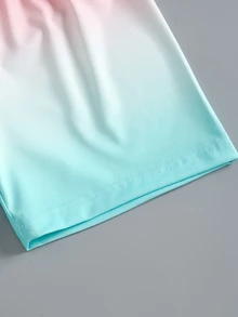 SHEIN 两件套儿童可爱印花无袖T恤和短裤运动套装，黑色底色搭配趣味表情图案，适合夏季运动或休闲穿着。 - 彩色 - 查看 6