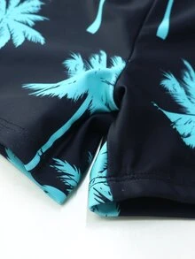SHEIN 男童印花长袖防晒衣和全身印花泳裤两件套 青少年泳衣 长袖青少年泳衣 长袖防晒衣 儿童青少年带袖泳衣 男童沙滩装 - 彩色 - 查看 4