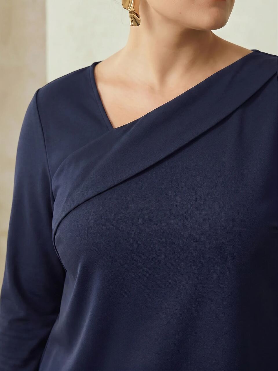 MOTF PLUS SIZE WOMEN ASYMMETRICAL NECKLINE ELEGANT T-SHIRT FALL