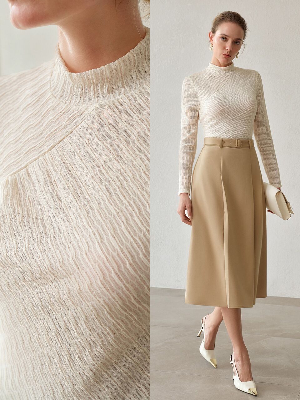 MOTF ELEGANT MINIMALIST VERSATILE TEXTURED TOP FOR WOMEN
