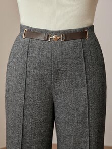 MOTF PREMIUM CELANA PAKET KOMUT WANITA UKURAN BESAR DARI WOL MOTIF HERRINGBONE ELEGAN UNTUK MUSIM GUGUR/DINGIN - Grey - View 2