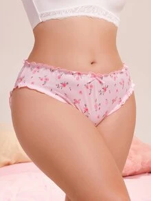 Nora Wilde 3pcs Plus Size Women's Gentle Pink Ditsy Floral Triangle Panties Set - Multicolor - View 5