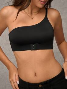 Esseday Women's Comfortable Daily Front Closure Push-Up Single Strap Bra, 1pc - Black - View 6