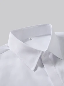 Manfinity Mode Men's Light Business Style All-Match White Shirt With Diagonal Texture Hidden Placket Mature Casual Long Sleeve Shirt For Office Commute Versatile - White - View 4