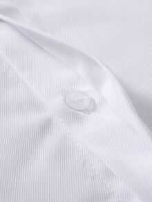 Manfinity Mode Men's Light Business Style All-Match White Shirt With Diagonal Texture Hidden Placket Mature Casual Long Sleeve Shirt For Office Commute Versatile - White - View 3