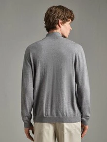 Calmiston Men's Solid Color Stand Collar Long Sleeve Casual Versatile Sweater - Multicolor - View 2