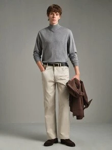 Calmiston Men's Solid Color Stand Collar Long Sleeve Casual Versatile Sweater - Multicolor - View 4