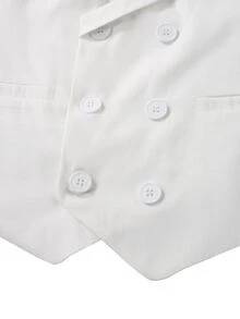Manfinity Mode Men's White Deep V-Neck Versatile Classic Double-Breasted Design Business Casual Home Commute Daily Suit Vest - White - View 5
