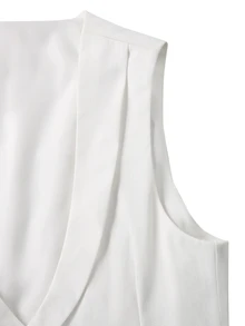 Manfinity Mode Men's White Deep V-Neck Versatile Classic Double-Breasted Design Business Casual Home Commute Daily Suit Vest - White - View 7