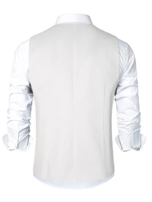 Manfinity Mode Men's White Deep V-Neck Versatile Classic Double-Breasted Design Business Casual Home Commute Daily Suit Vest - White - View 2