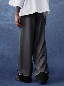 PAVTROS Pantalones de chándal casuales para hombre con bloques de color, cintura con cordón y estampado de letras - Multicolor - Ver 3