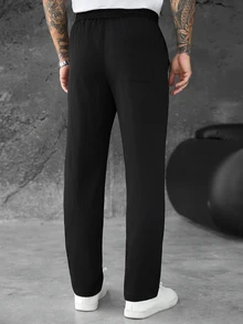 SLATEMANN Men's Business Casual Drawstring Waist Pocket Pants For Daily Office Wear - Black - View 2