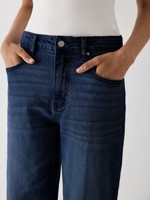 YARNWELL Women's Fashion Low Waist Slight Stretch Cat Whisker Washed Denim Jeans - Dark Wash - View 9