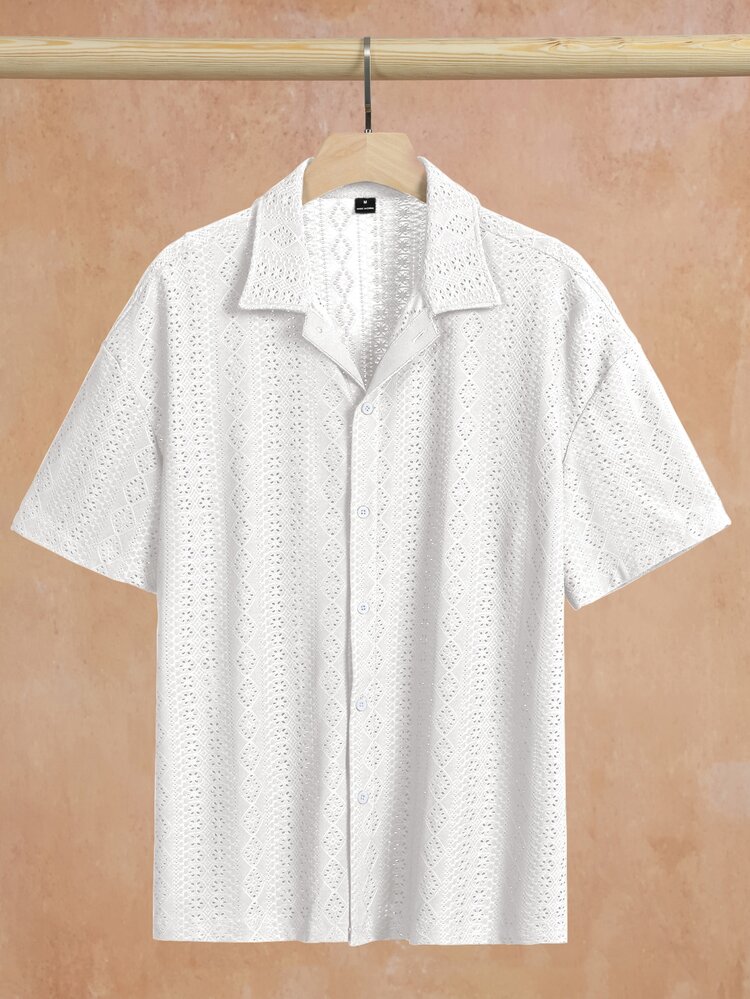 VENTUSAIL Men's Mature Casual Short Sleeve Shirt, Holiday - White - View 4